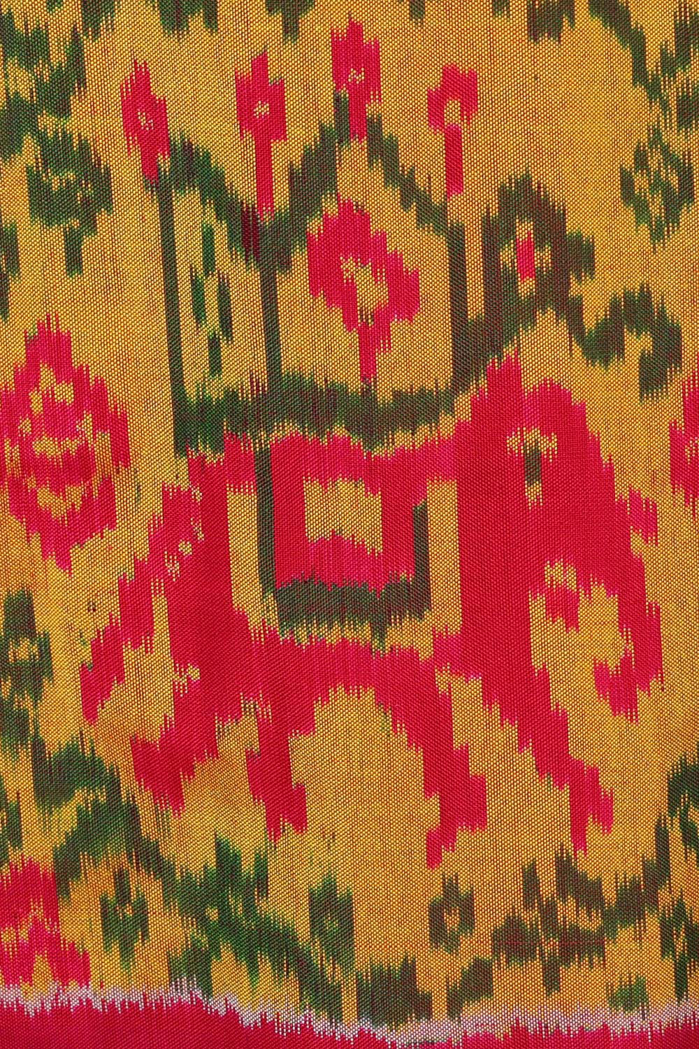 Image of Ikat Silk Rani Pink Saree